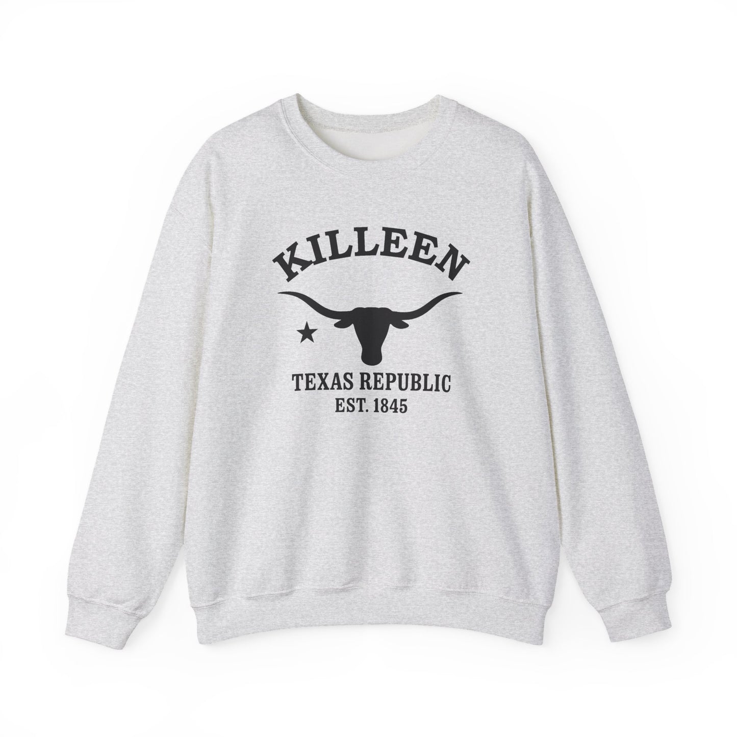 Killeen Texas Vintage Retro Unisex Heavy Crewneck Sweatshirt - Black Logo