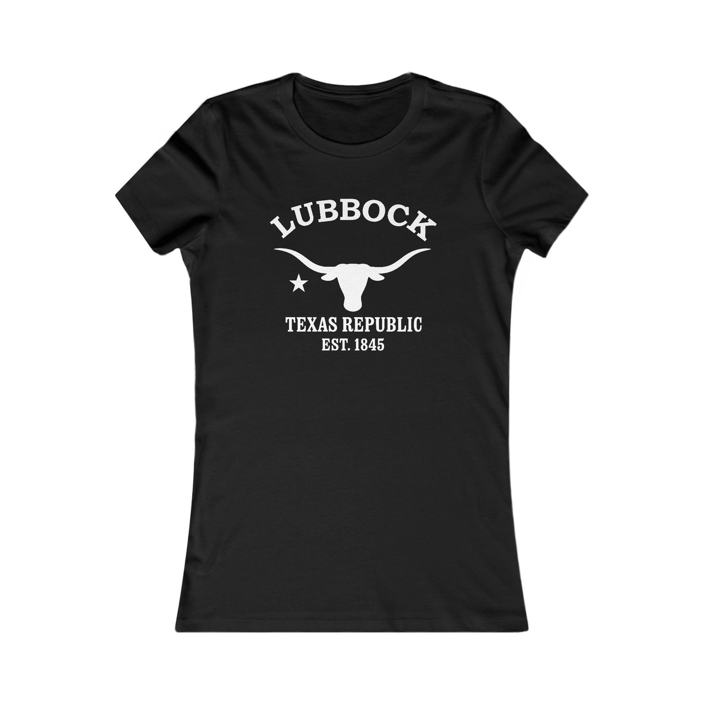 Lubbock Texas Vintage Retro Womens Fitted Ringspun Cotton Tee - White Logo