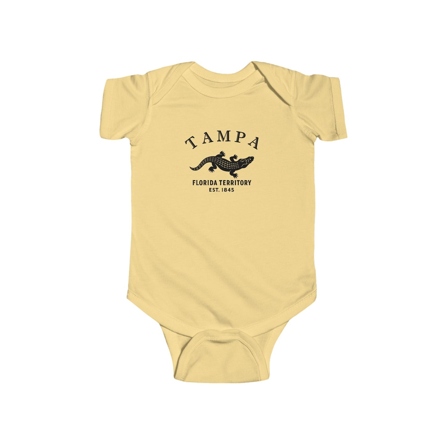 Tampa Florida Cotton Jersey Baby Bodysuit - Black Logo