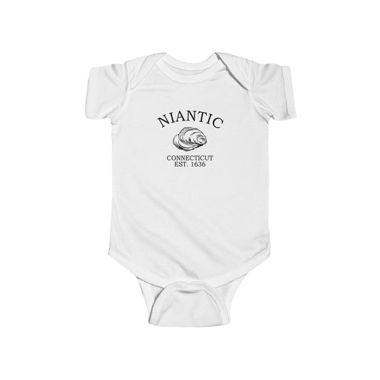 Niantic Connecticut Vintage Retro Cotton Jersey Baby Bodysuit - Black Logo