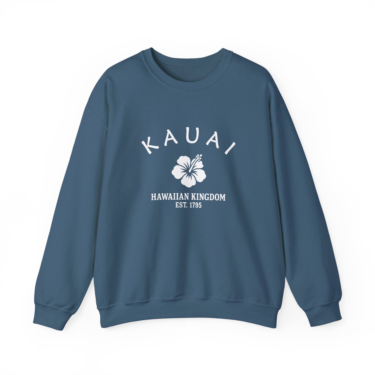 Kauai Hawaii Vintage Retro Unisex Heavy Crewneck Sweatshirt - White Logo