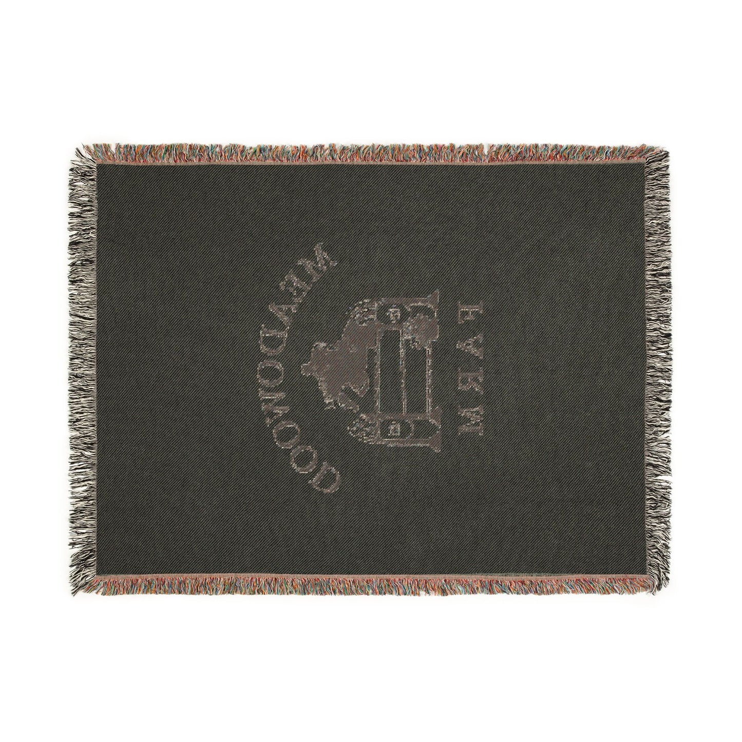 Meadowood Farm Vintage Retro Cotton Woven Blanket - Black Logo