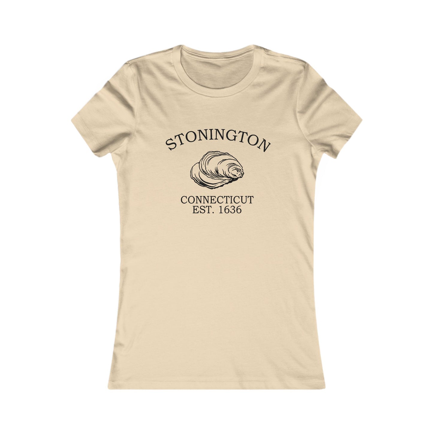 Stonington Connecticut Vintage Retro Womens Fitted Ringspun Cotton Tee - Black Logo