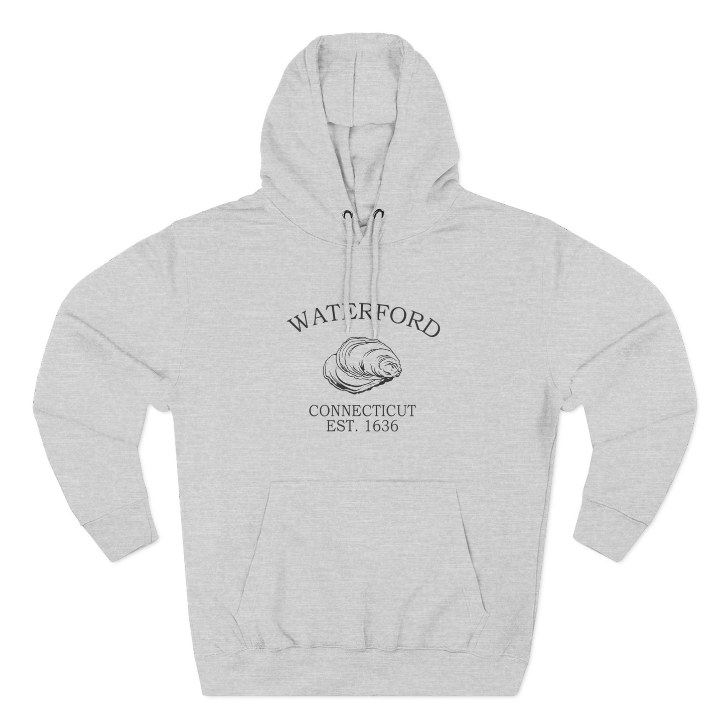 Waterford Connecticut Vintage Retro Unisex Heavy Cotton Hoodie - Black Logo
