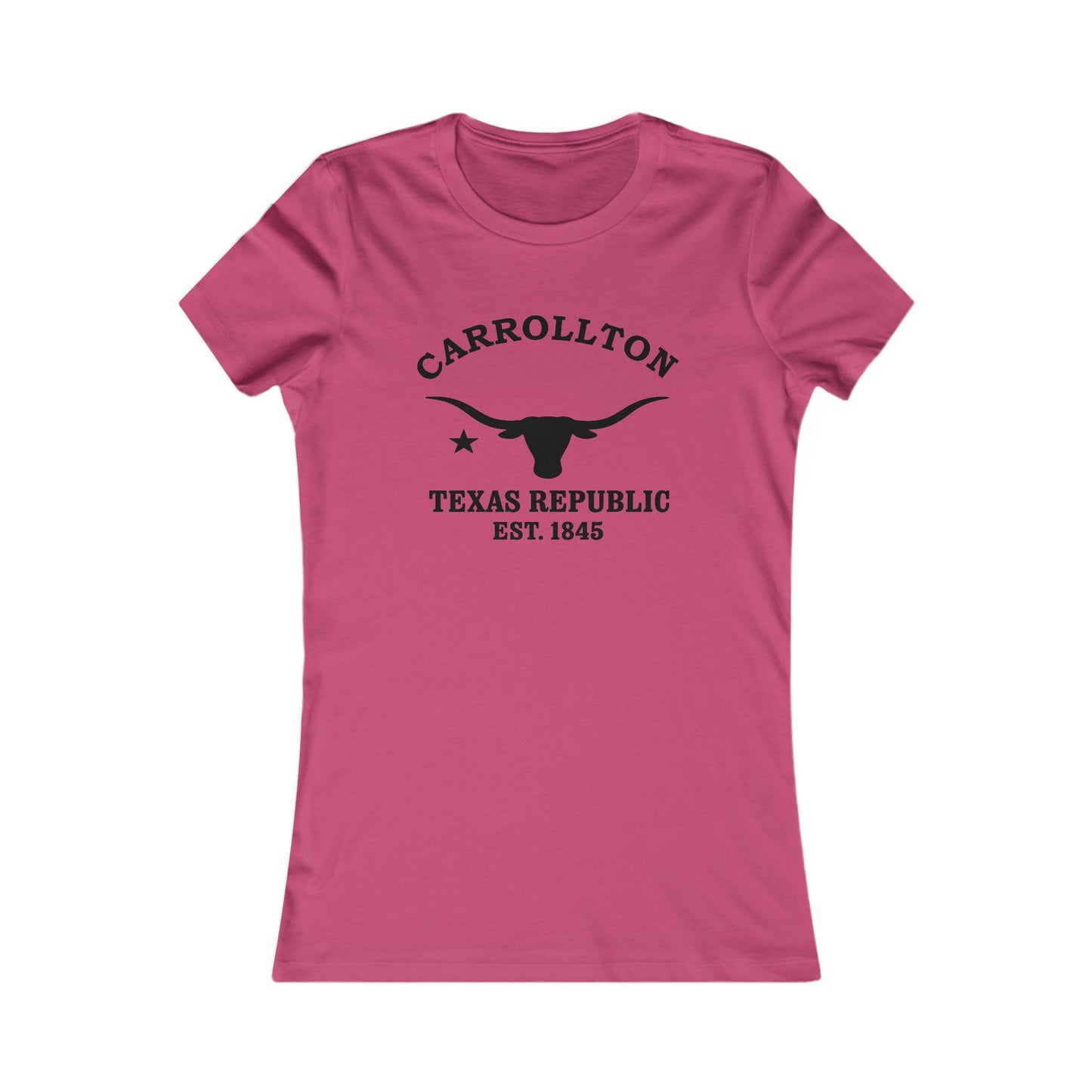 Carrollton Texas Vintage Retro Womens Fitted Ringspun Cotton Tee - Black Logo