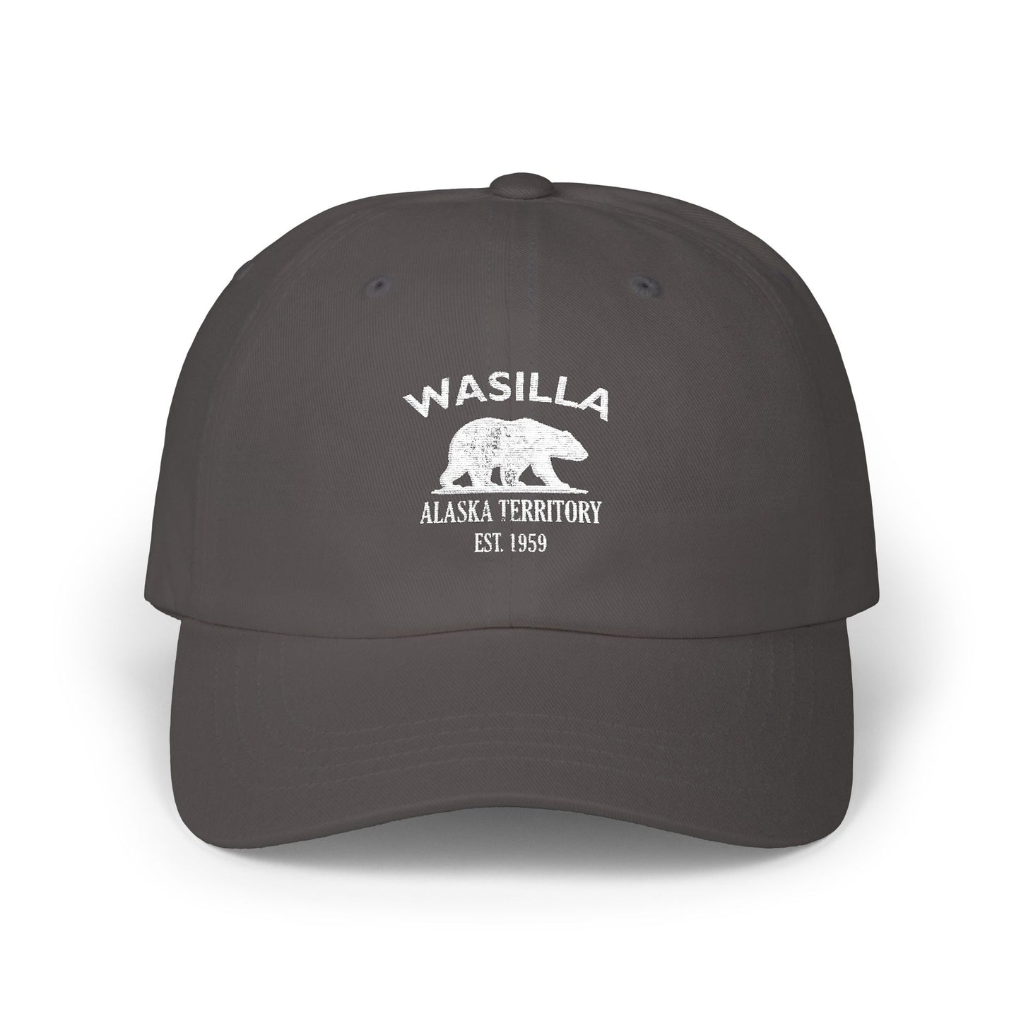 Wasilla Alaska Vintage Retro Embroidered Cotton Cap - White Logo