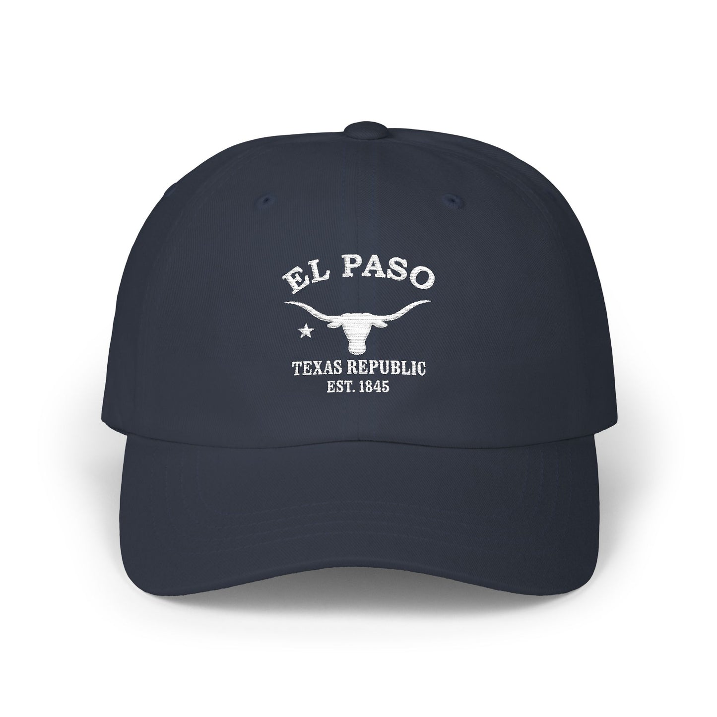 El Paso Texas Classic Embroidered Cotton Cap - White Logo