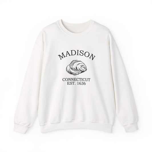 Madison Connecticut Vintage Retro Unisex Heavy Crewneck Sweatshirt - Black Logo