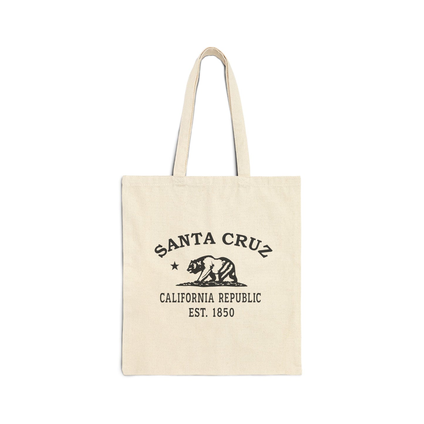 Santa Cruz California Vintage Retro Cotton Canvas Tote Bag - Black Logo