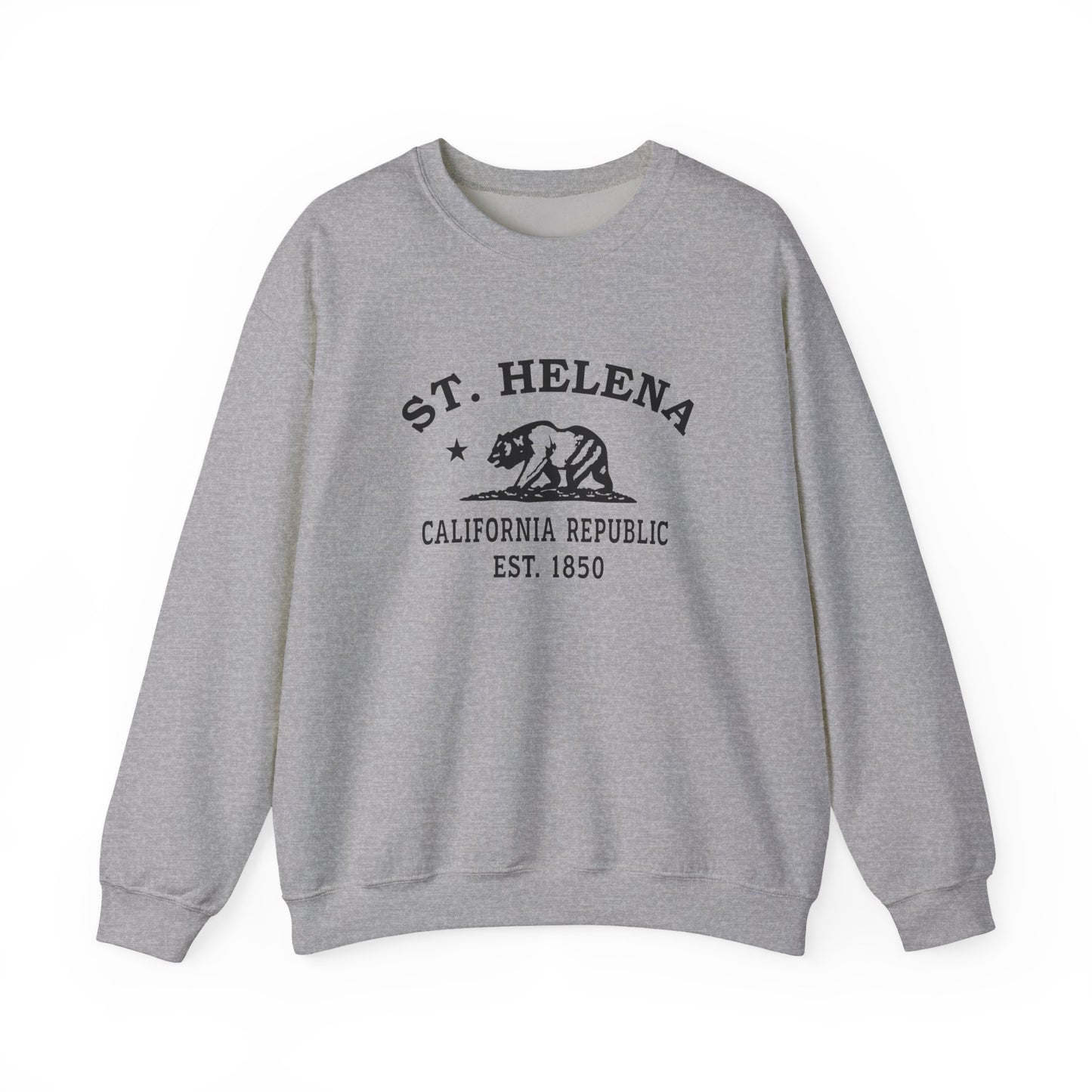 St Helena California Vintage Retro Unisex Heavy Crewneck Sweatshirt - Black Logo