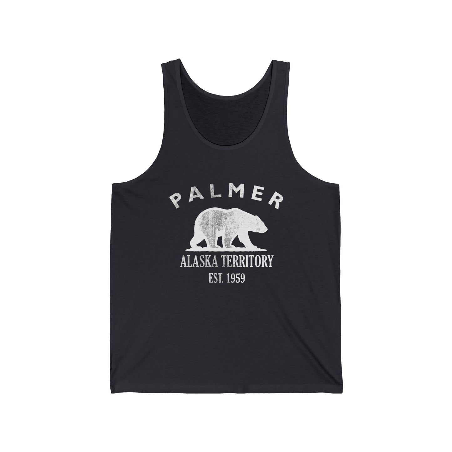 Palmer Alaska Unisex Cotton Jersey Tank Top - White Logo