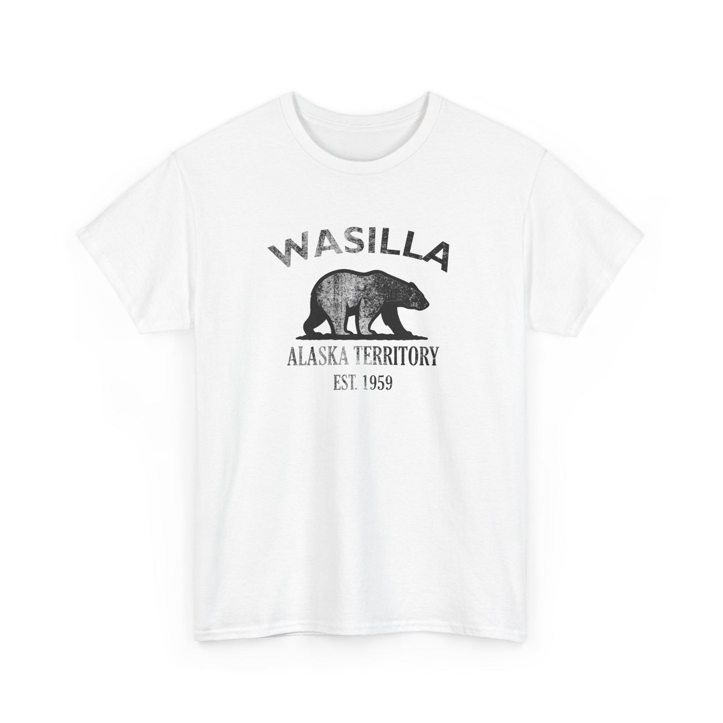 Wasilla Alaska Vintage Retro Unisex Heavy Cotton Tee - Black Logo