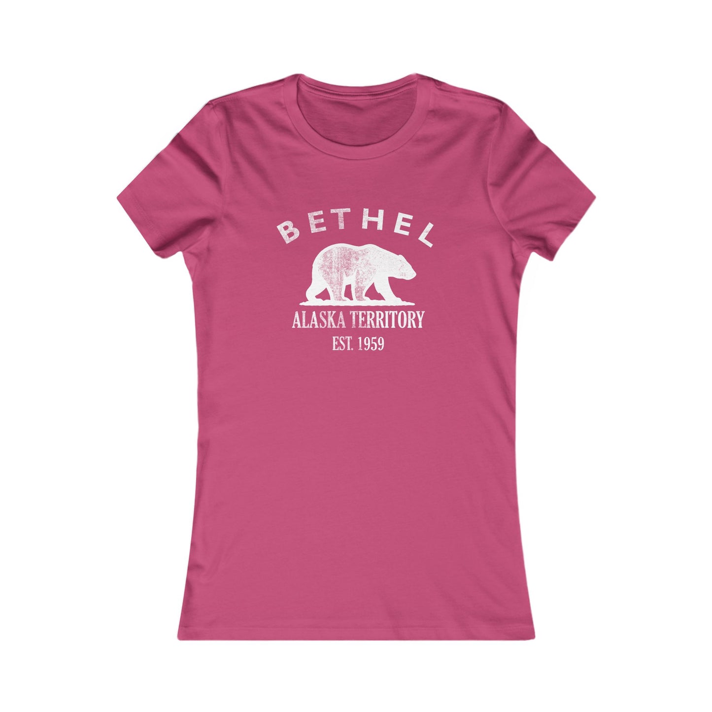 Bethel Alaska Vintage Retro Womens Fitted Ringspun Cotton Tee - White Logo