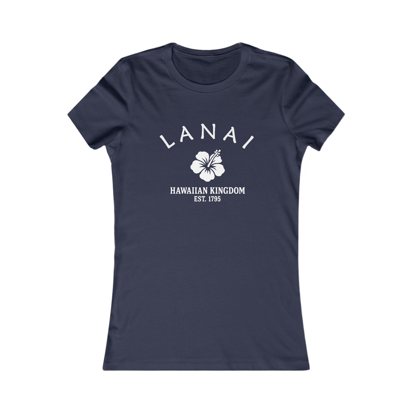 Lanai Hawaii Vintage Retro Womens Fitted Ringspun Cotton Tee - White Logo