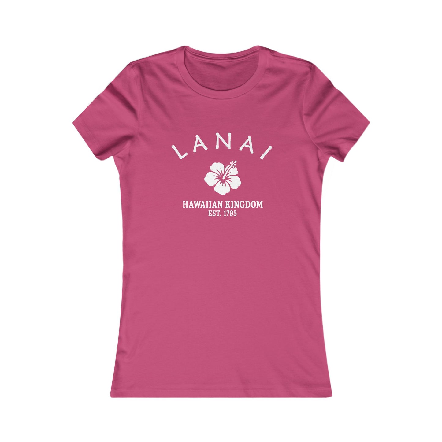 Lanai Hawaii Vintage Retro Womens Fitted Ringspun Cotton Tee - White Logo