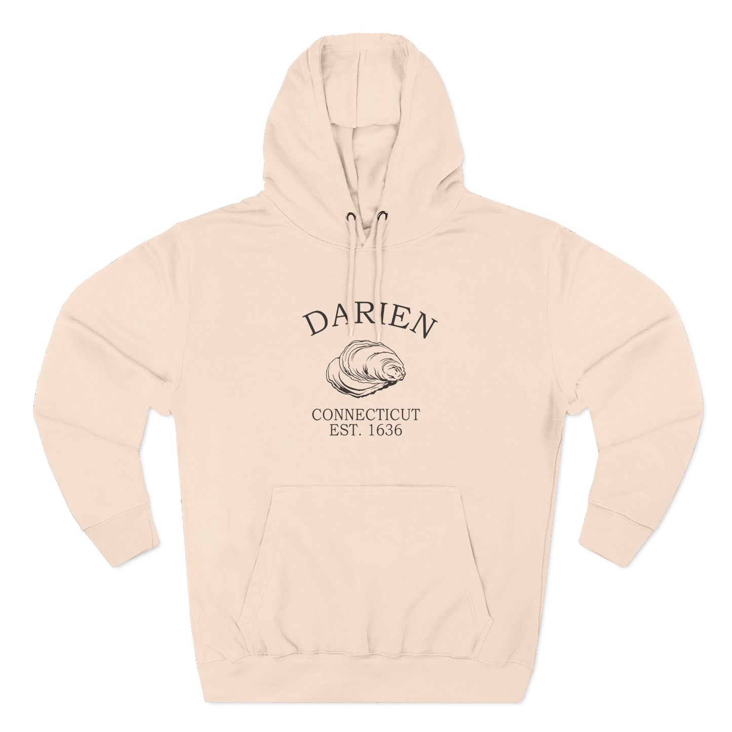 Darien Connecticut Vintage Retro Unisex Heavy Cotton Hoodie - Black Logo