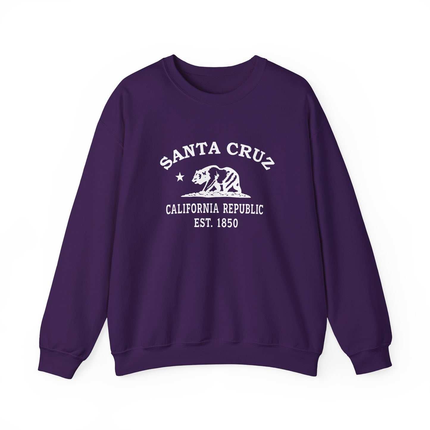 Santa Cruz California Vintage Retro Unisex Heavy Crewneck Sweatshirt - White Logo