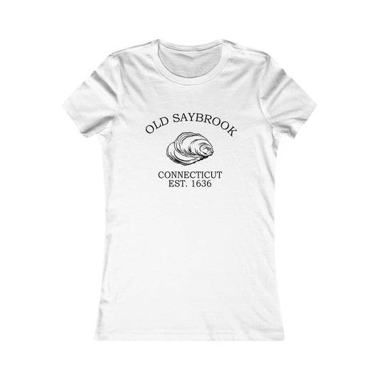 Old Saybrook Connecticut Vintage Retro Womens Fitted Ringspun Cotton Tee - Black Logo