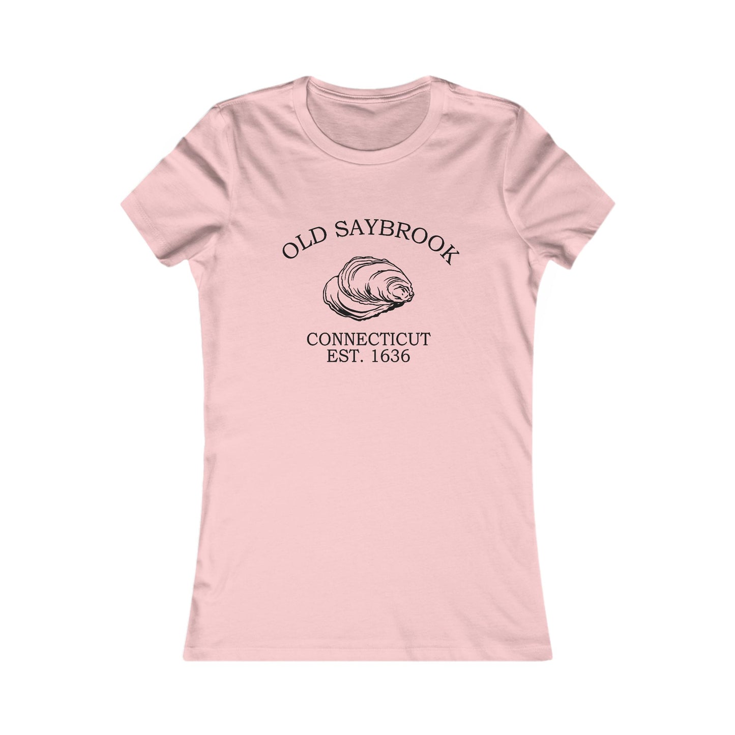 Old Saybrook Connecticut Vintage Retro Womens Fitted Ringspun Cotton Tee - Black Logo