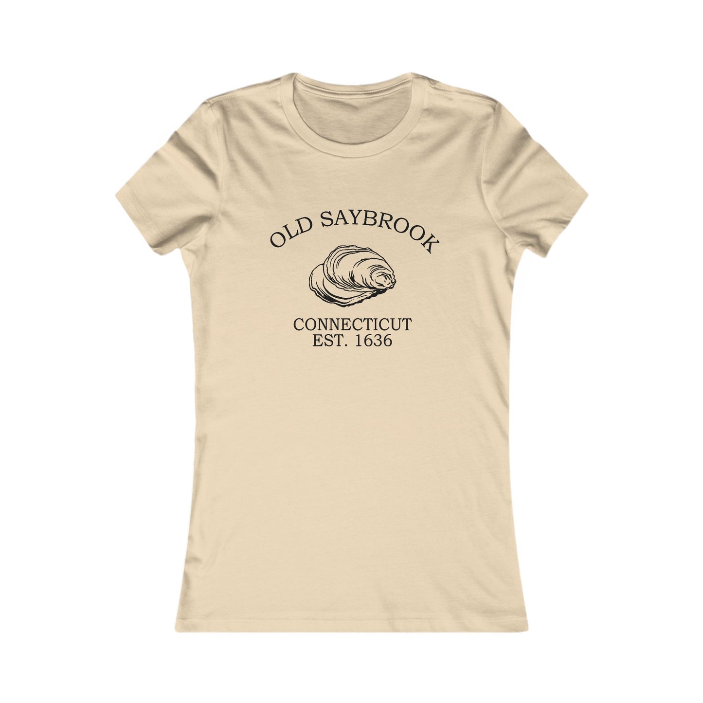 Old Saybrook Connecticut Vintage Retro Womens Fitted Ringspun Cotton Tee - Black Logo