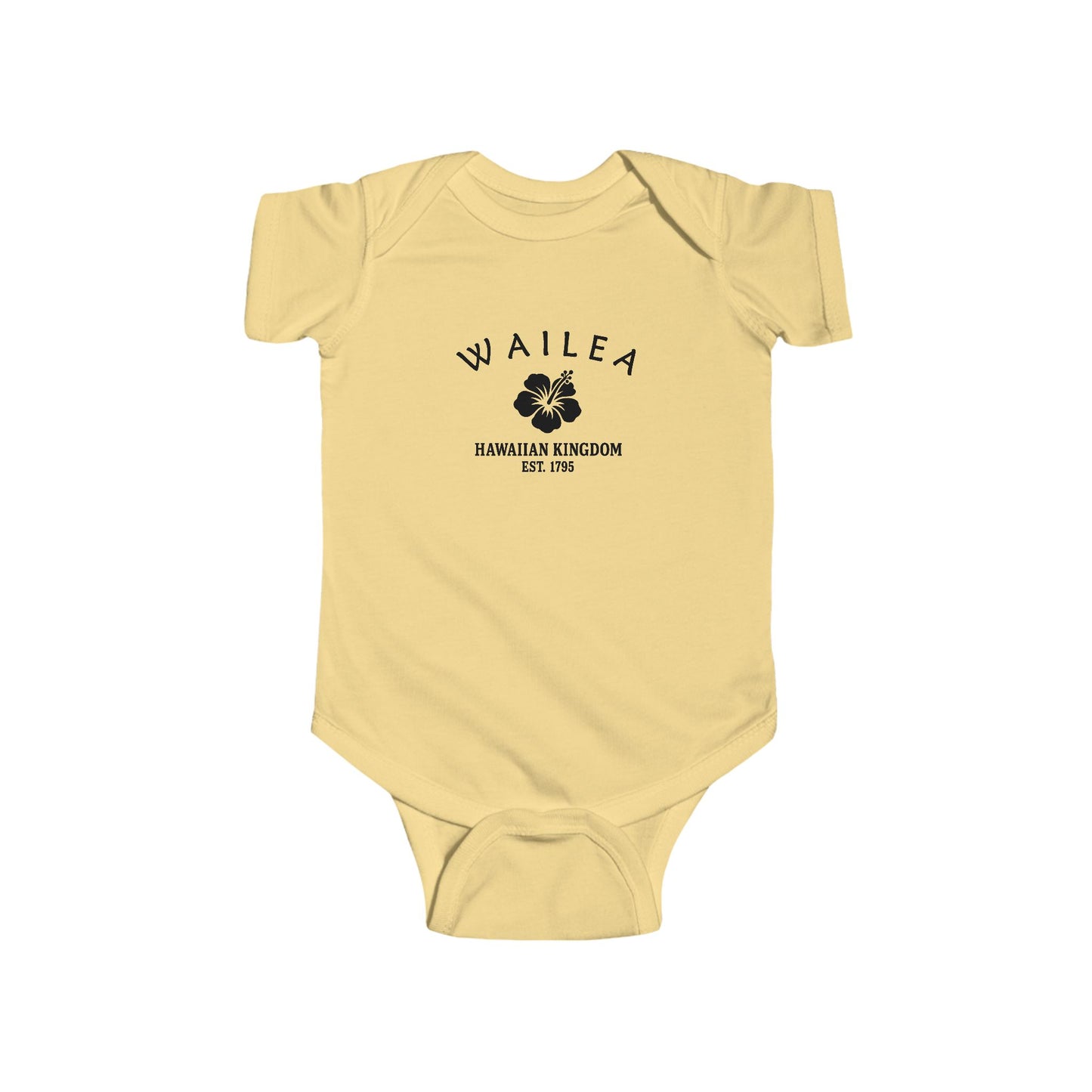 Wailea Hawaii Cotton Jersey Baby Bodysuit - Black Logo