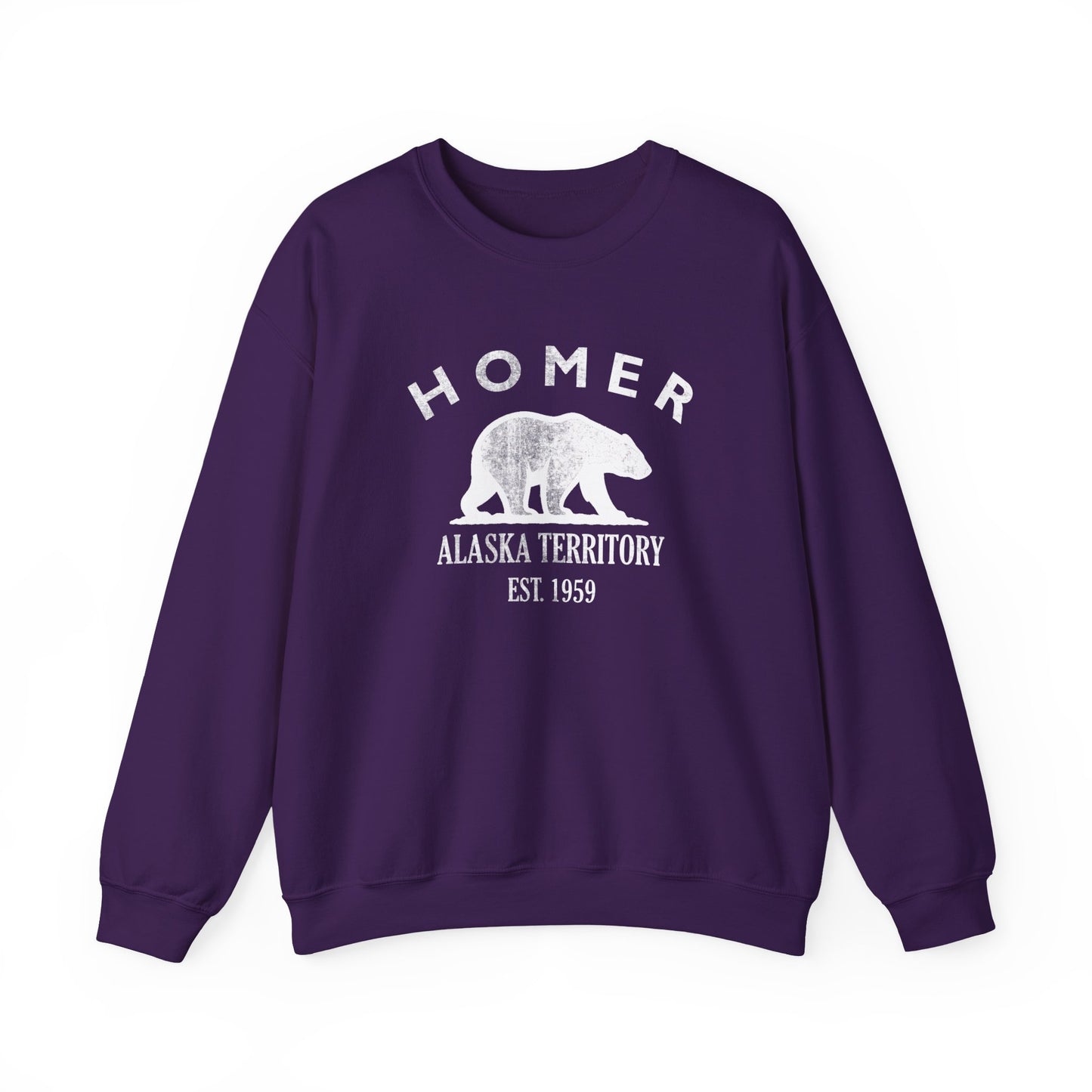 Homer Alaska Vintage Retro Unisex Heavy Crewneck Sweatshirt - White Logo
