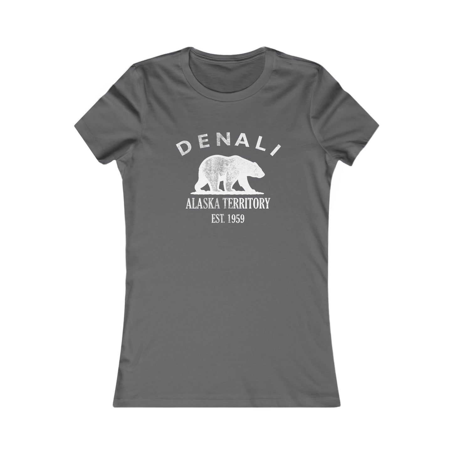 Denali Alaska Vintage Retro Womens Fitted Ringspun Cotton Tee - White Logo