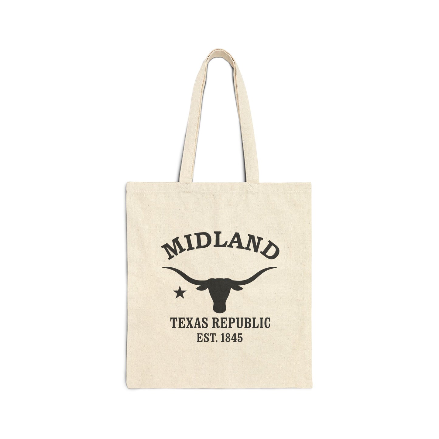Midland Texas Vintage Retro Cotton Canvas Tote Bag - Black Logo