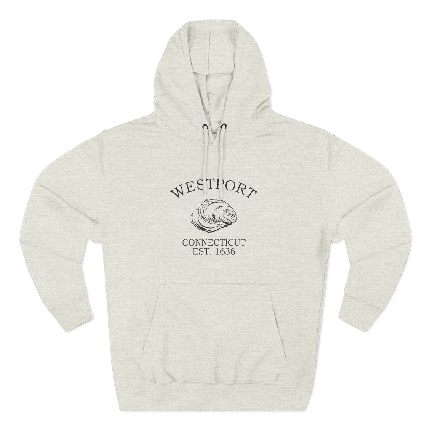 Westport Connecticut Vintage Retro Unisex Heavy Cotton Hoodie - Black Logo