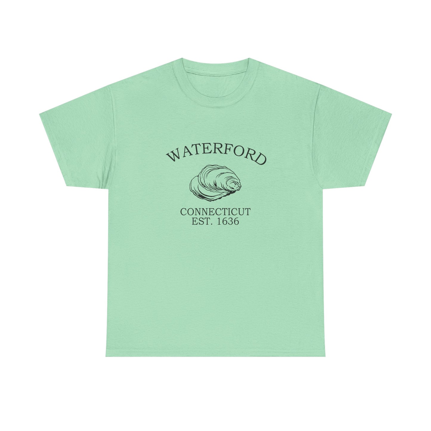 Waterford Connecticut Vintage Retro Unisex Heavy Cotton Tee - Black Logo