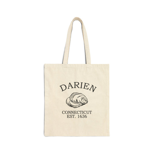 Darien Connecticut Vintage Retro Cotton Canvas Tote Bag - Black Logo