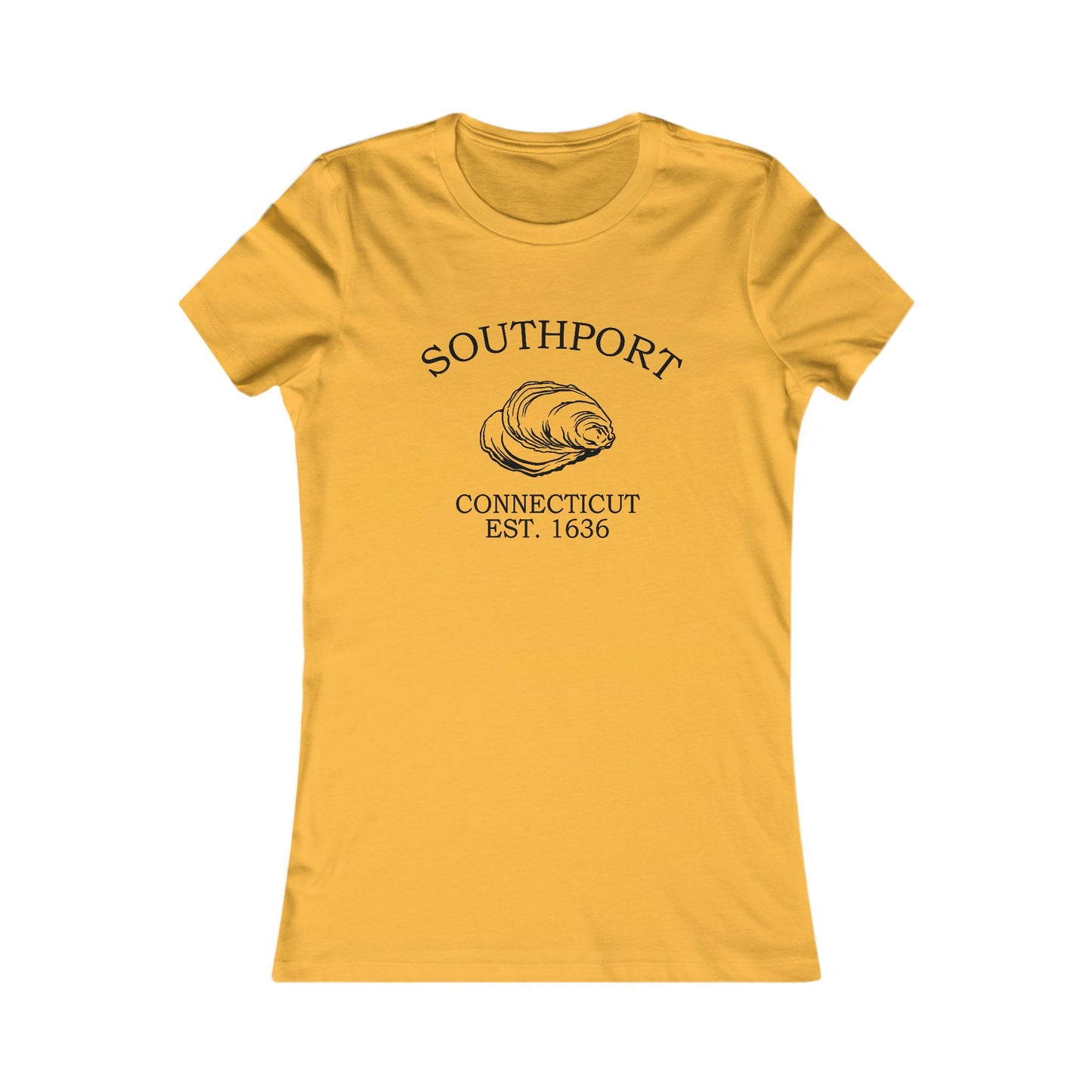 Southport Connecticut Vintage Retro Womens Fitted Ringspun Cotton Tee - Black Logo