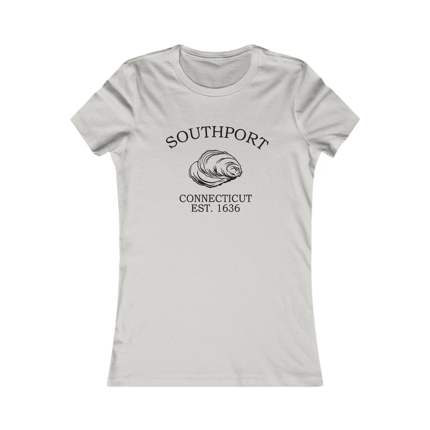 Southport Connecticut Vintage Retro Womens Fitted Ringspun Cotton Tee - Black Logo