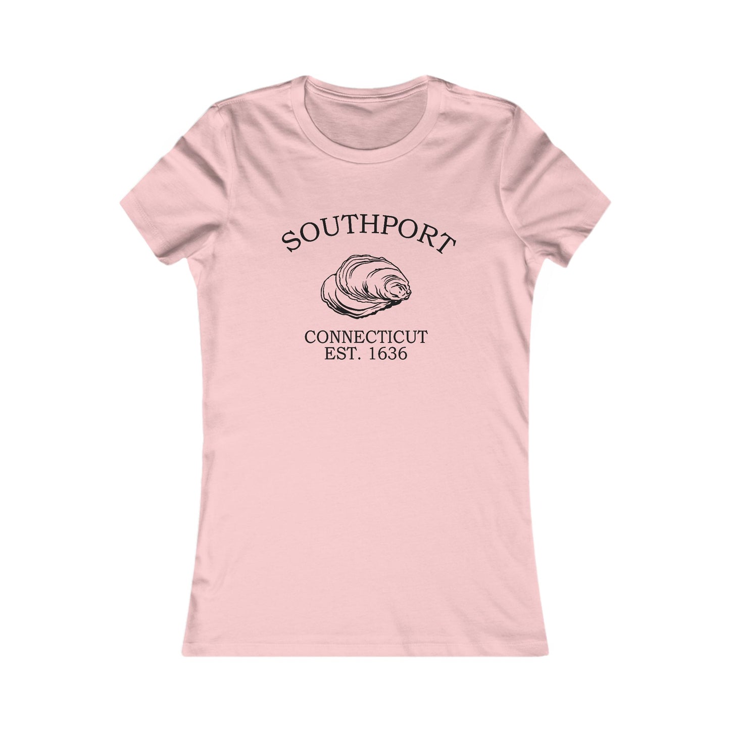 Southport Connecticut Vintage Retro Womens Fitted Ringspun Cotton Tee - Black Logo
