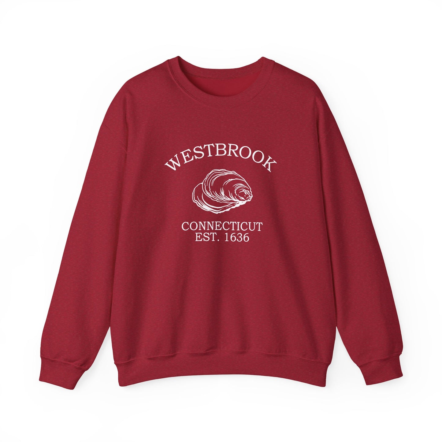 Westbrook Connecticut Vintage Retro Unisex Heavy Crewneck Sweatshirt - White Logo