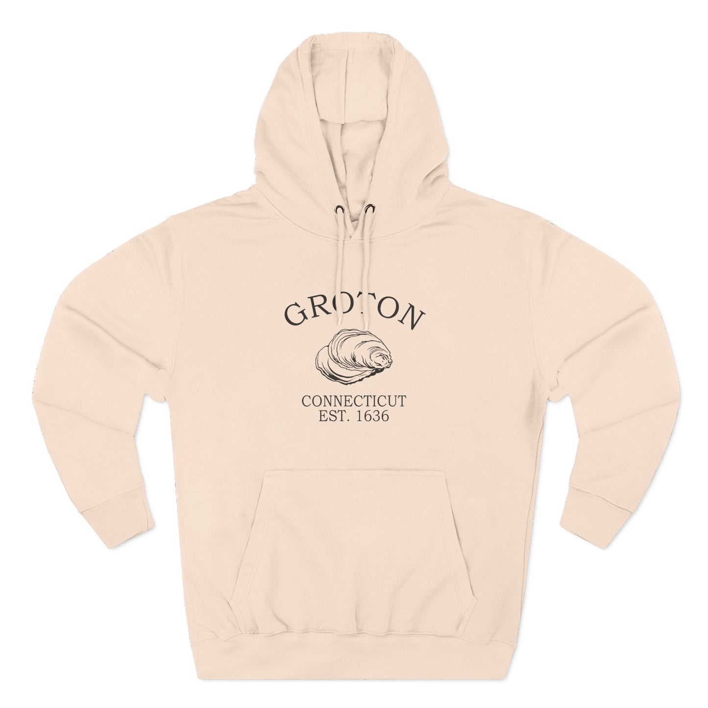 Groton Connecticut Vintage Retro Unisex Heavy Cotton Hoodie - Black Logo