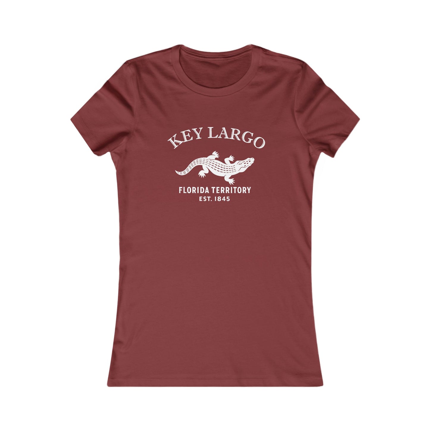 Key Largo Florida Vintage Retro Womens Fitted Ringspun Cotton Tee - White Logo