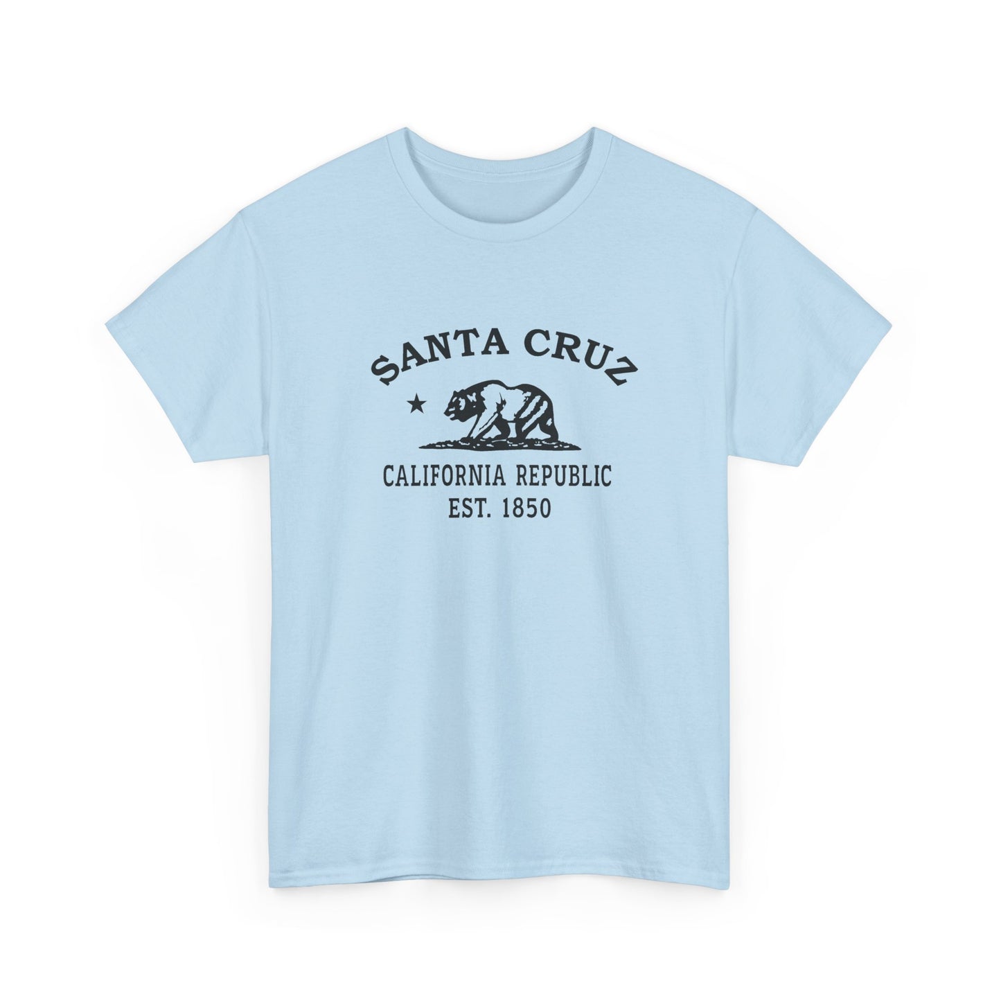 Santa Cruz California Vintage Retro Unisex Heavy Cotton Tee - Black Logo