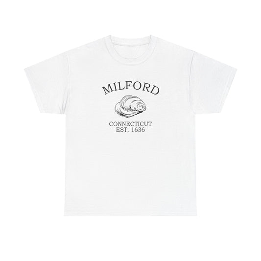 Milford Connecticut Vintage Retro Unisex Heavy Cotton Tee - Black Logo