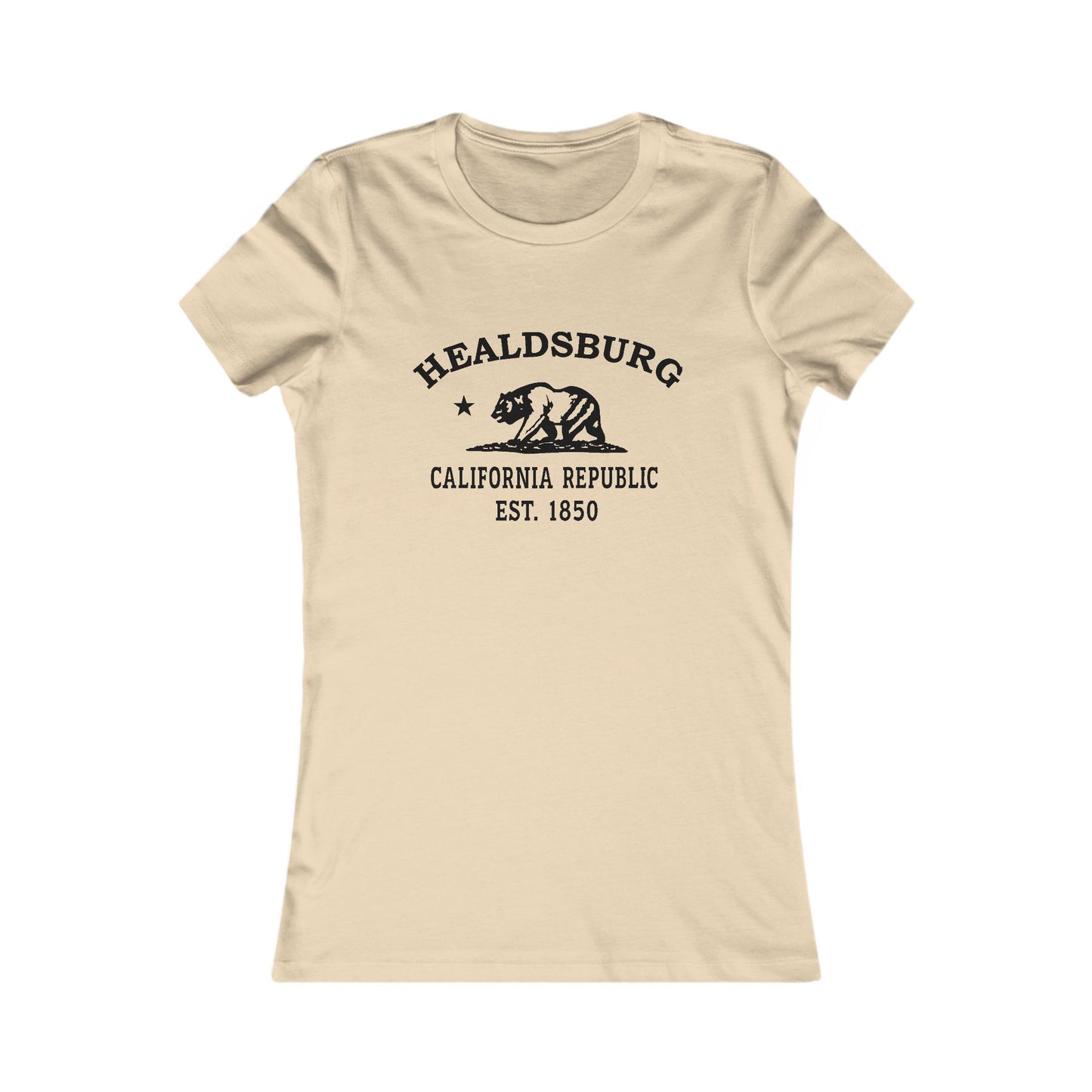 Healdsburg California Ringspun Cotten Fitted Vintage Retro Womens Tee - Black Logo