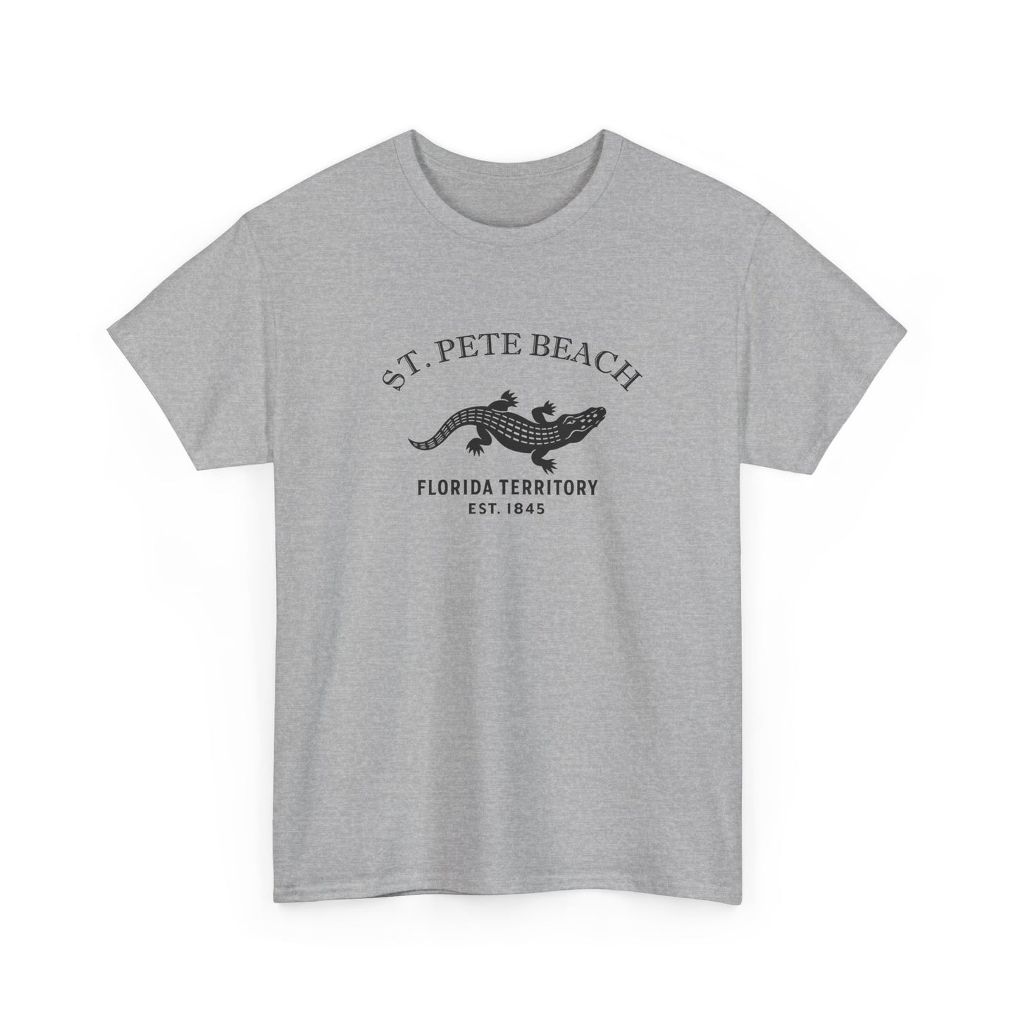 St Pete Beach Florida Vintage Retro Unisex Heavy Cotton Tee - Black Logo