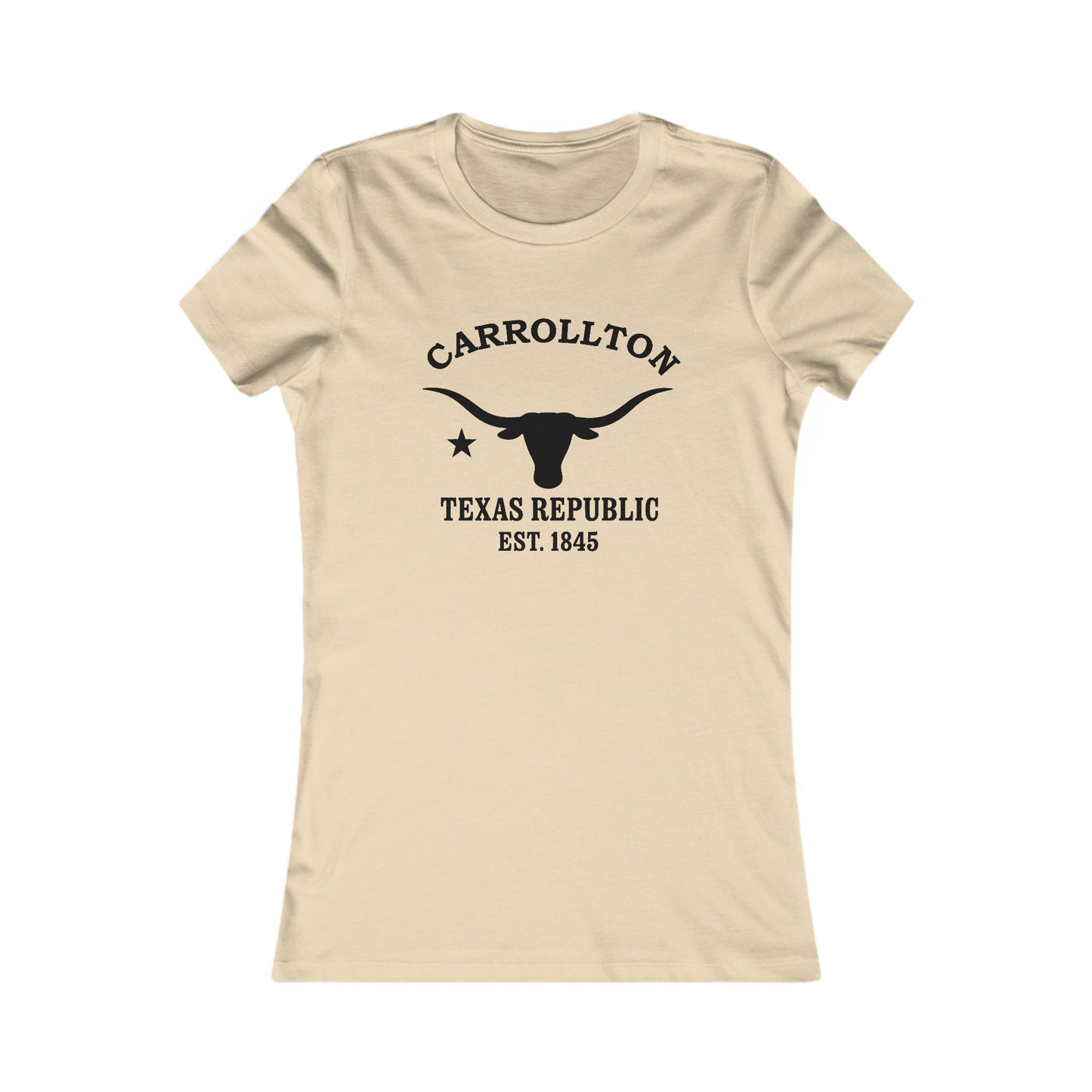 Carrollton Texas Ringspun Cotten Fitted Vintage Retro Womens Tee - Black Logo