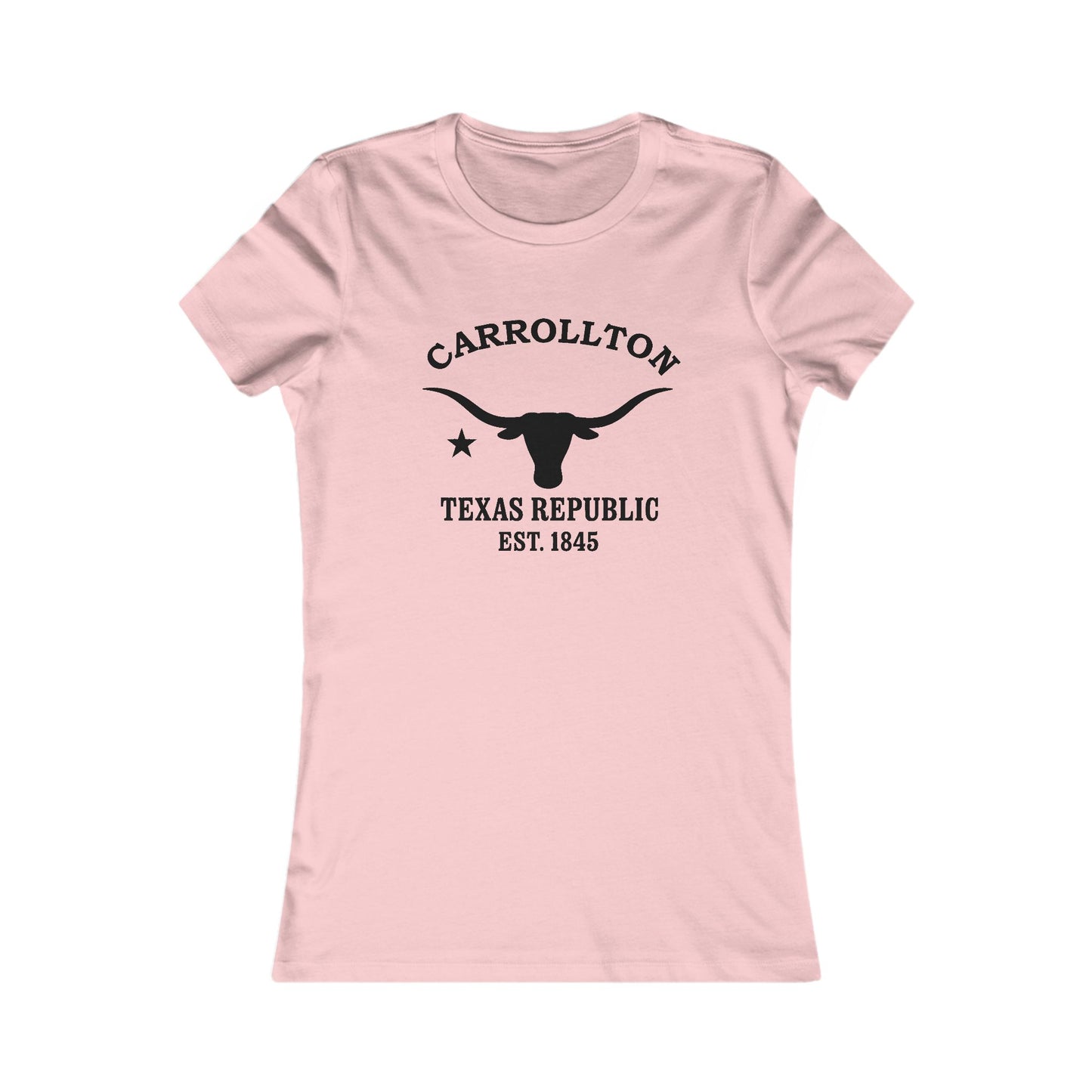 Carrollton Texas Ringspun Cotten Fitted Vintage Retro Womens Tee - Black Logo