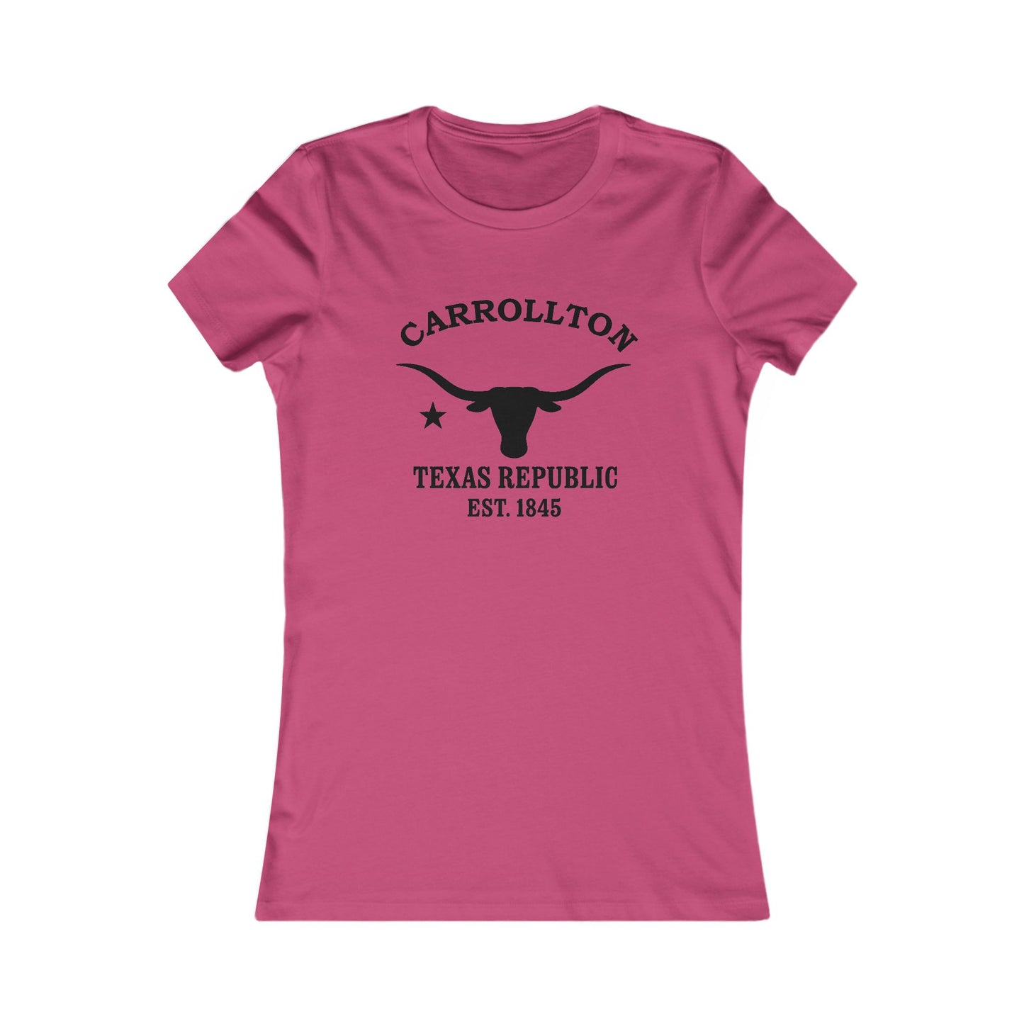 Carrollton Texas Ringspun Cotten Fitted Vintage Retro Womens Tee - Black Logo