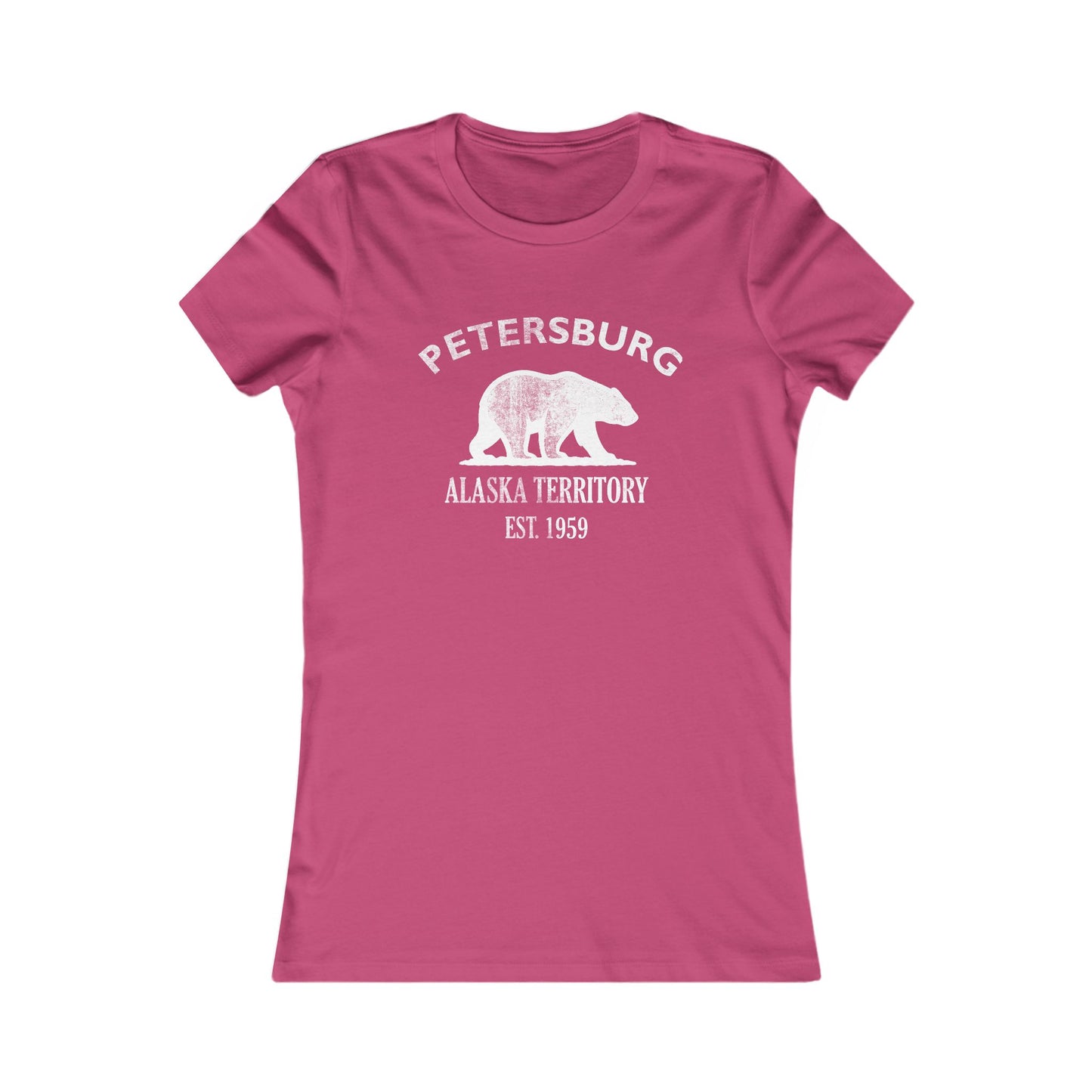 Petersburg Alaska Vintage Retro Womens Fitted Ringspun Cotton Tee - White Logo