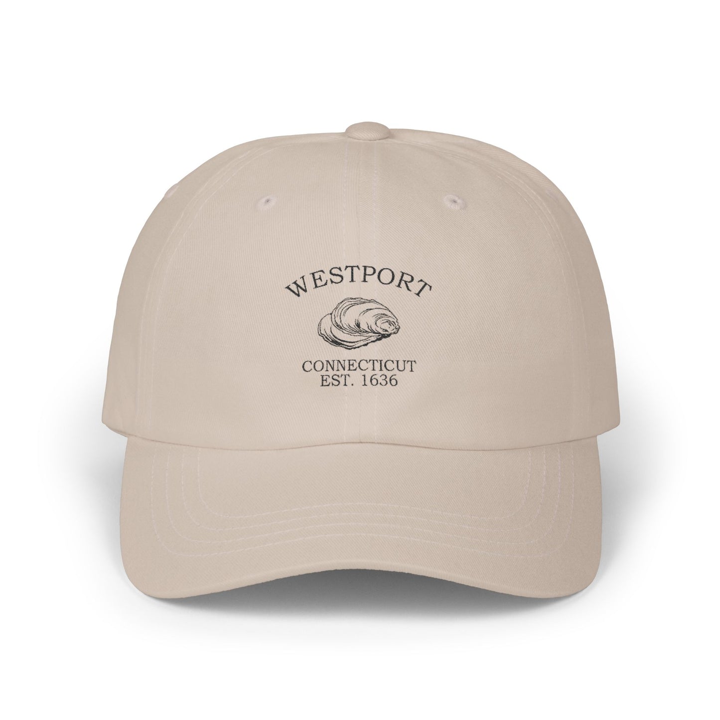 Westport Connecticut Vintage Retro Embroidered Cotton Cap - Black Logo