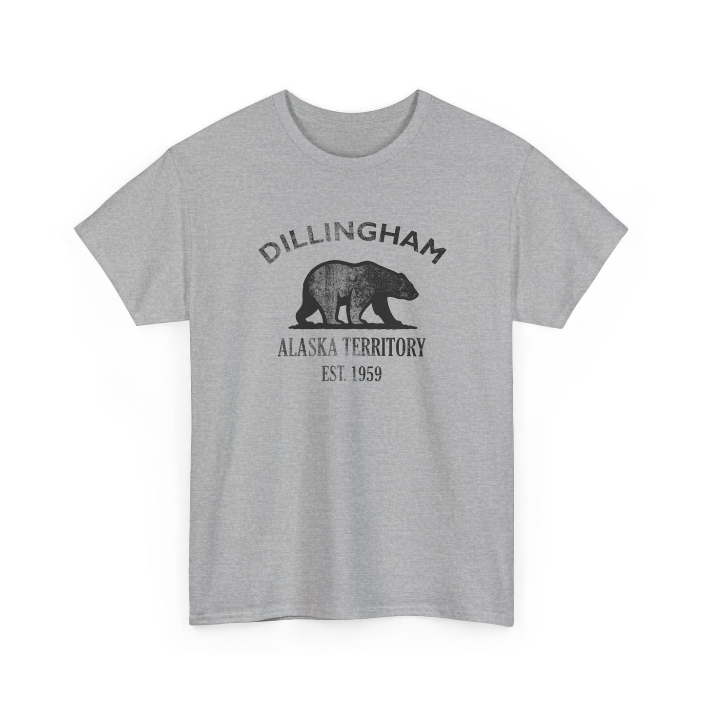 Dillingham Alaska Vintage Retro Unisex Heavy Cotton Tee - Black Logo