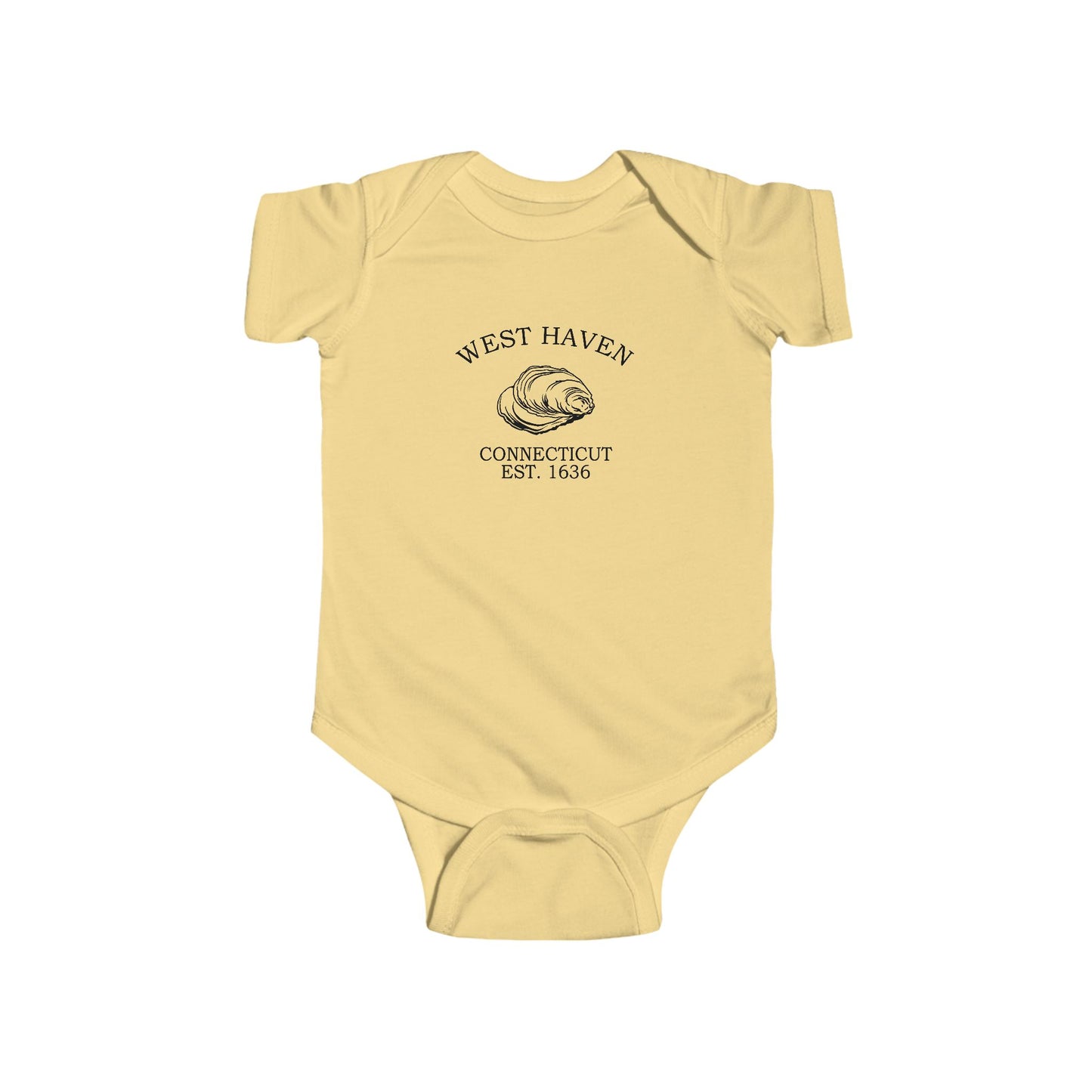 West Haven Connecticut Vintage Retro Cotton Jersey Baby Bodysuit - Black Logo