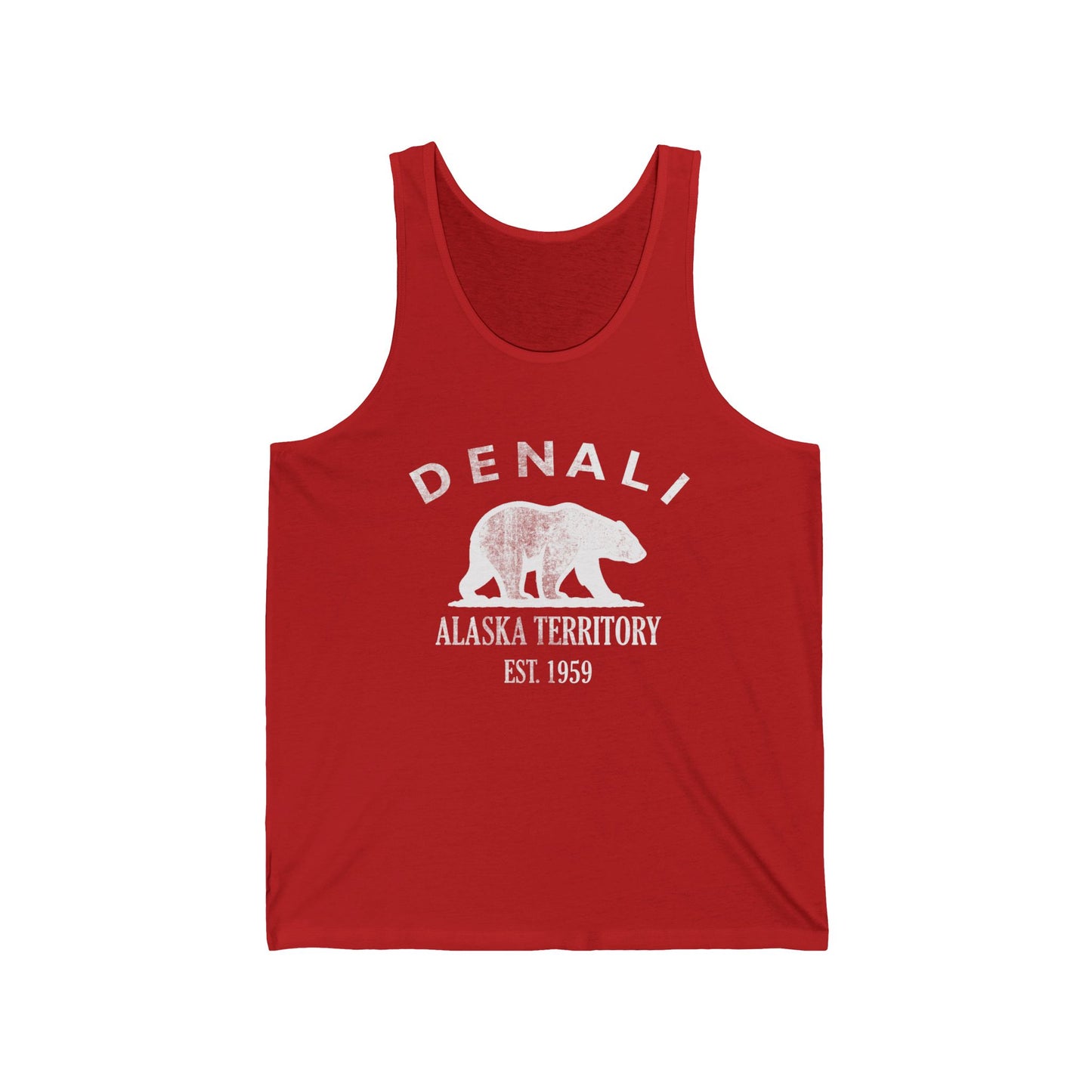 Denali Alaska Vintage Retro Unisex Cotton Jersey Tank Top - White Logo