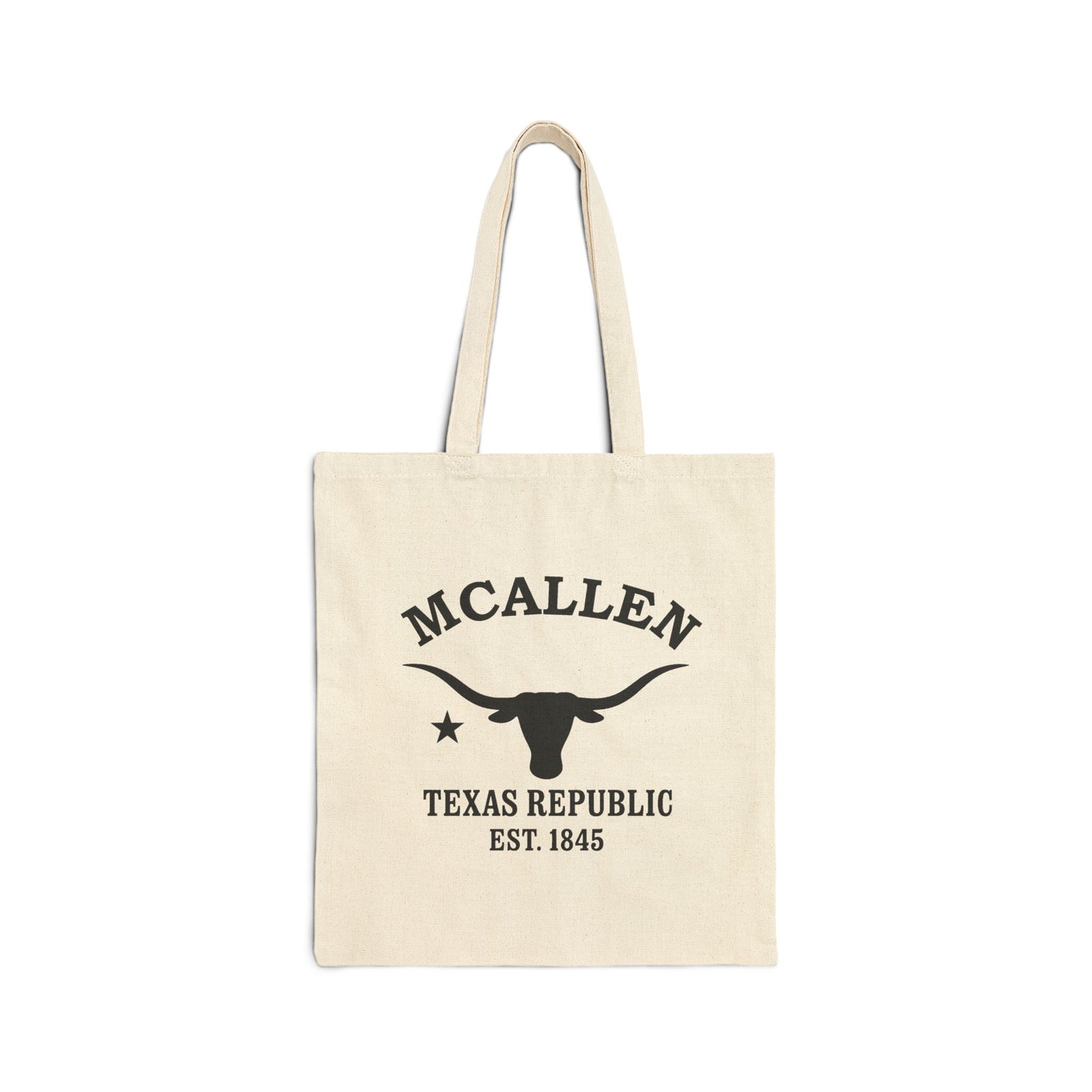 McAllen Texas Vintage Retro Cotton Canvas Tote Bag - Black Logo